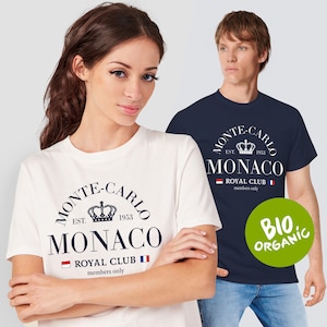 モナコ Tシャツ オーガニックコットン モンテカルロ ロイヤルクラブ お土産 モナコ Tシャツ ユニセックス クラウン ギフト コートダジュール ヨット 高級海 南フランス