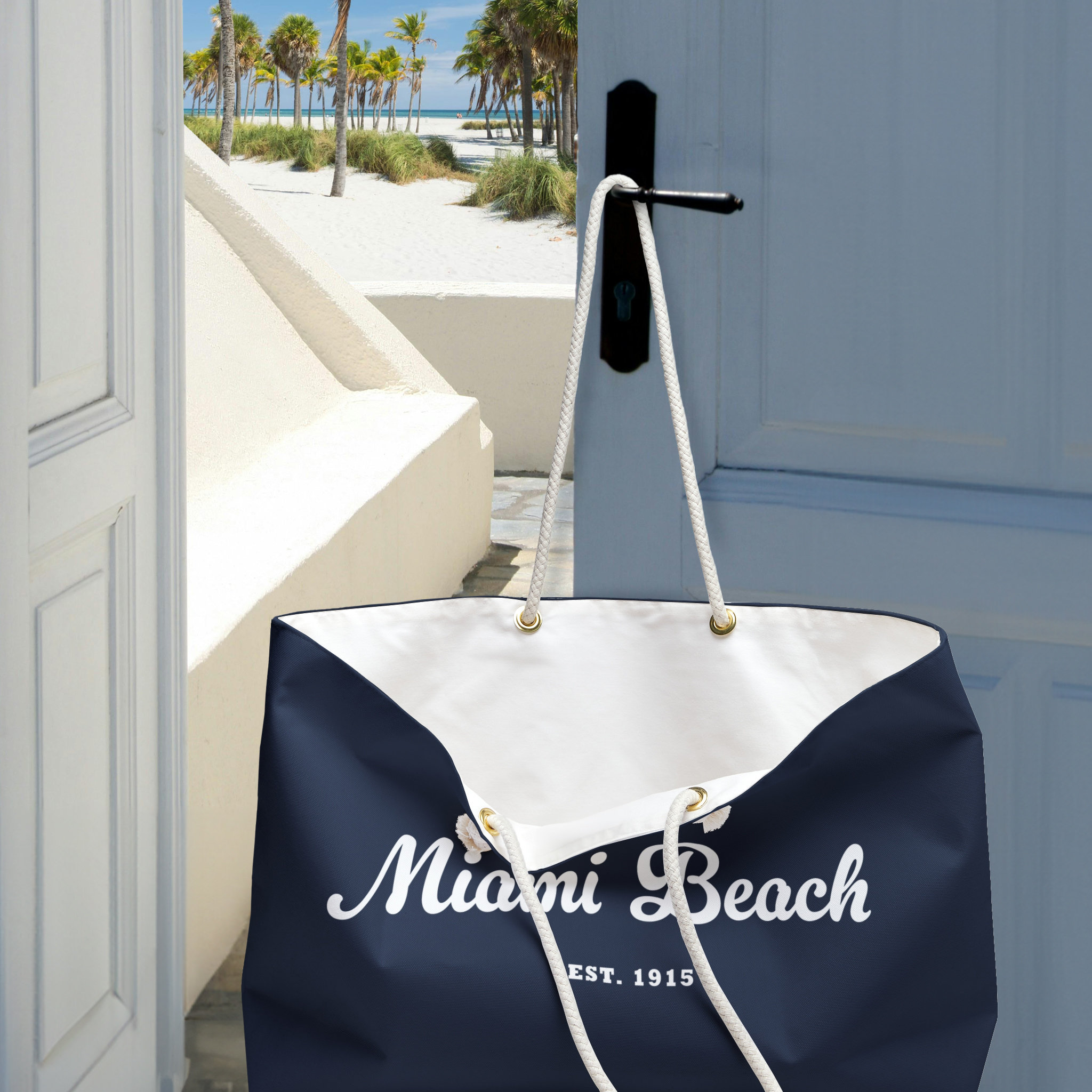 Miami Tote Bag Florida Weekender Miami Beach Souvenir Miami Beach