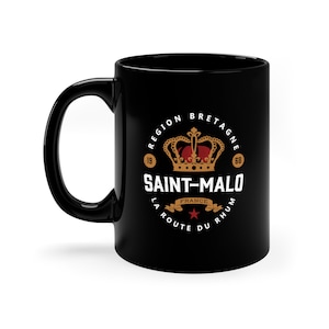 Saint-Malo mug, for lovers of Brittany and the La Route du Rhum race, shiny black ceramic mug