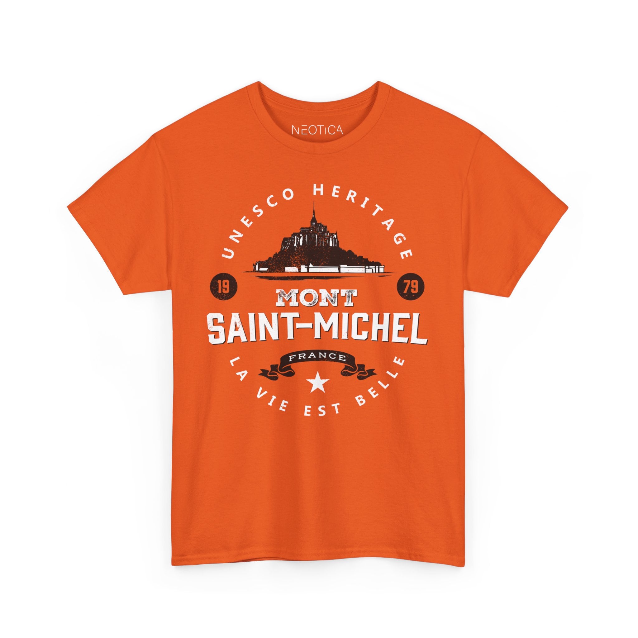 ★Le Mont Saint Michel★ Paris lettering Cotton Tshirts Whi Mont Saint Michel T-shirt Catholic Gift Souvenir Mont St