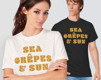 Brittany tshirt Sea Crepes Sun Summer Breton T-Shirt Mother&#39;s Day French Gift Funny Humorous Clothing Beach Finistère Bretagne Region France