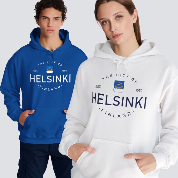 Helsinki Kapuzenjacke - Mit Finnland-Koordinaten & Roten Häusern - Leicht, 241g - Perfektes Urlaubs-Souvenir