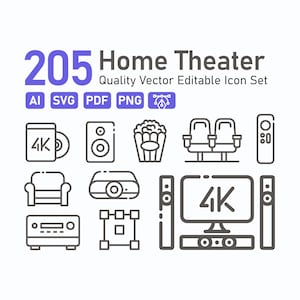 Home Theater Vector Icon Set to Download