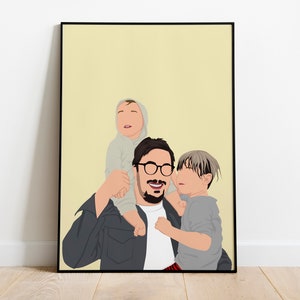 Fathers Day Gift, Custom Portrait For Dad, Father&#39;s Day Art, Personalized Dad Portrait , Gift for Husband, Faceless portrait, Father&#39;s Love