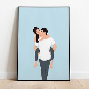 FACELESS Foto, MINIMALISTISCHEs Portrait, ILLUSTRIERTES Portrait, Schönes Paar Portrait für Jahrestag und Weihnachtsgeschenk, Royal Portrait