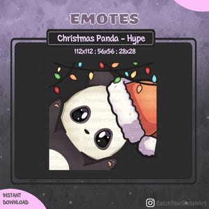 Cute Christmas Panda Hype Emote | Panda Emote Christmas / Xmas / Holiday | For Twitch, Discord and more