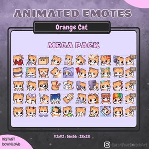 ANIMATED Orange Cat MEGA Emote Pack | Big Bundle | GIF Twitch & Discord (Digital Download)