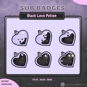 Black Love Potion Sub Badges – for Twitch