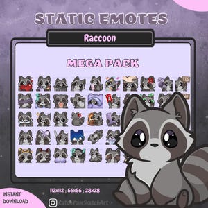 MEGA PACK Raccoon Emotes | Big Bundle | GIF Twitch & Discord (Digital Download)