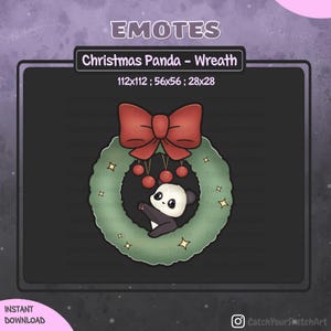 Cute Christmas Panda Playing with Wreath Emote | Panda Emote Christmas / Xmas / Holiday / Wreath | For Twitch, Discord and more