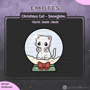 Cute Christmas Cat Snowglobe Emote | Cat Emote Christmas / Xmas / Holiday / Bow | For Twitch, Discord and more