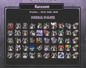 MEGA PACK Raccoon Emotes l  50 Emotes  l  Twitch and Discord l  Digital Files Instant Download