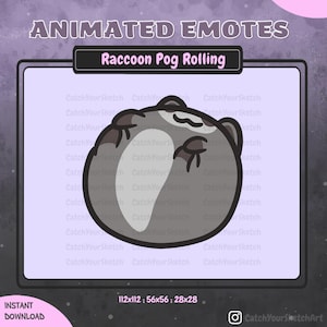ANIMATED Rolling Raccoon Emote | Hype Dance Bounce Pog | GIF Twitch & Discord (Digital Download)