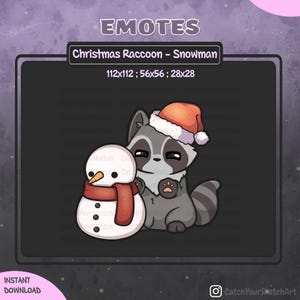 Cute Christmas Raccoon Snowman Emote | Raccoon Emote Christmas / Xmas / Holiday / Snowman | For Twitch, Discord and more