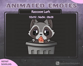 ANIMATED Cute Raccoon LURK / EAT Emote  | For Twitch, Discord and more