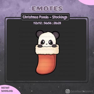 Cute Christmas Panda Stockings Emote | Panda Emote Christmas / Xmas / Holiday / Bow | For Twitch, Discord and more
