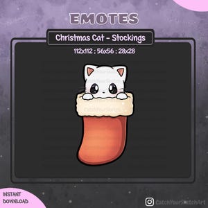 Cute Christmas Cat Stockings Emote | Cat Emote Christmas / Xmas / Holiday / Bow | For Twitch, Discord and more