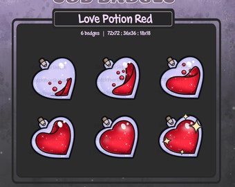 VALENTINE'S DAY Red Love Potion Sub Badges L 6 Sub Badges L for