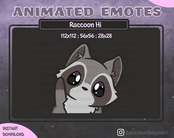 ANIMATED Cute Raccoon Hi / Wave Emote  | For Twitch, Discord and more