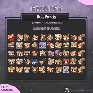 MEGA PACK Red Panda Emotes l  50 Emotes  l  Twitch and Discord l  Digital Files Instant Download