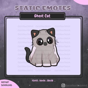 Black Cat Ghost Emote - Halloween Chibi Animal for Twitch and Discord