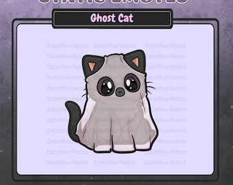 Black Cat Ghost Emote - Halloween Chibi Animal for Twitch and Discord