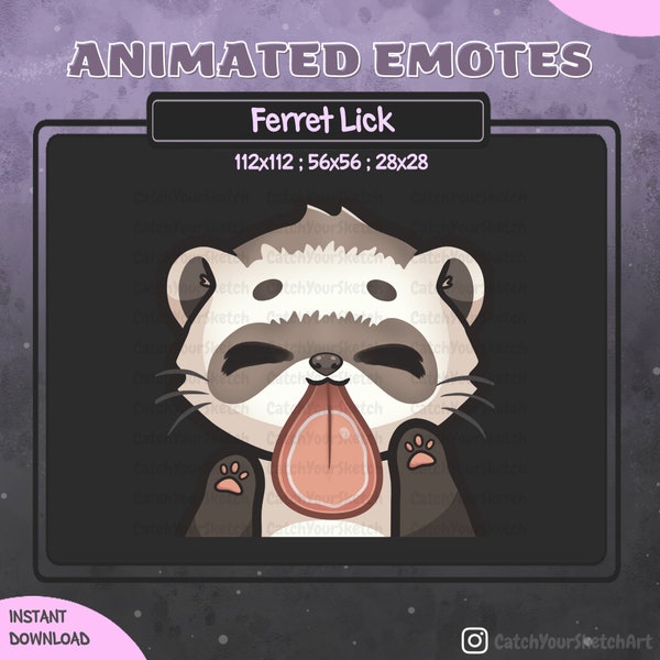 ANIMATED Cute Ferret Lick Emote  | For Twitch, Discord and more