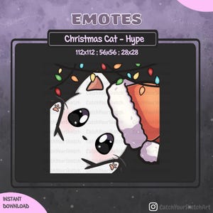Cute Christmas Cat Hype Emote | Cat Emote Christmas / Xmas / Holiday | For Twitch, Discord and more