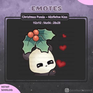 Cute Christmas Panda Mistletoe Kiss Emote | Panda Emote Christmas / Xmas / Holiday / Christmas Tree | For Twitch, Discord and more