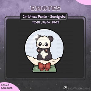 Cute Christmas Panda Snowglobe Emote | Panda Emote Christmas / Xmas / Holiday / Bow | For Twitch, Discord and more