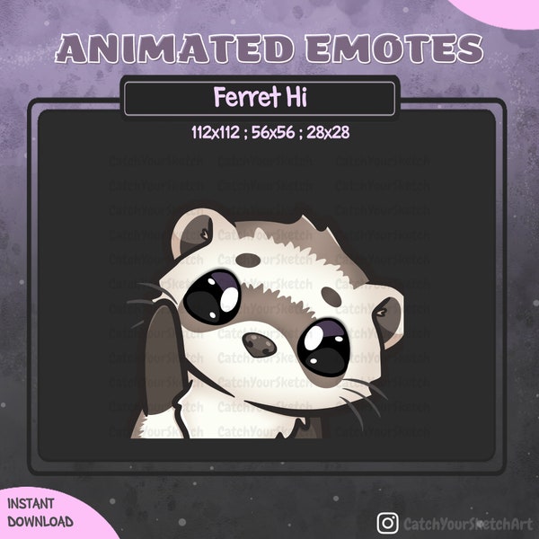 ANIMATED Cute Ferret Hi / Wave Emote  | For Twitch, Discord and more