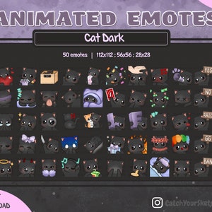 MEGA PACK ANIMATED Dark Cat Emotes l  50 Emotes  l  Animated & Static  l  Digital Files Instant Download
