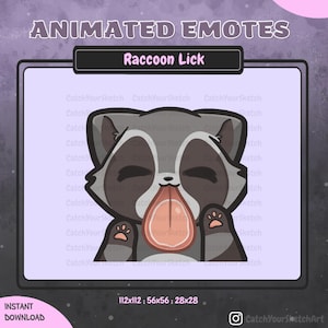 ANIMATED Lick Raccoon Emote | Licking Hype Tongue | GIF Twitch & Discord (Digital Download)