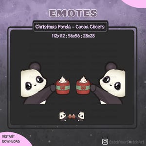 Cute Christmas Panda Choco Cheers Emote | Panda Emote Christmas / Xmas / Holiday / Bow | For Twitch, Discord and more