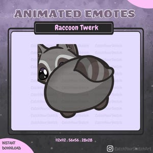 ANIMATED Twerking Raccoon Emote | Hype Dance Bounce Twerk Raccoon GIF (Digital Download) | Twitch & Discord
