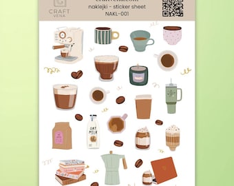 Kaffee Sticker für Journaling A6 | Planer Sticker, Bullet Journal, Scrapbooking, Coffee Aesthetic