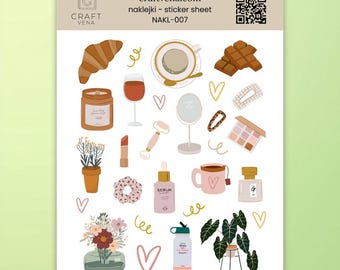 Self Care Sticker A6 | Journaling, Planer, Scrapbooking, feminine Sticker, Beauty, Aesthetic