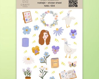 Frühlings Sticker A6 | Blumen Sticker Journaling, Planer, Scrapbooking, Bullet Journal, Aesthetic
