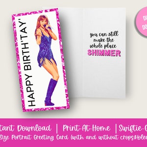Happy Birth 'Tay'/Shimmer | Carte d'anniversaire numérique inspirée de la tournée Taylor Eras | Téléchargement instantané | Impression à domicile | Bijou