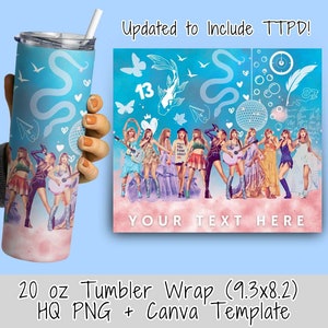 Eras PNG Skinny Tumbler Design for Sublimation 20oz Tumbler Wrap Eras Tour Outfit PNG Taylor Tumbler Wrap Canva Template Custom Text TTPD