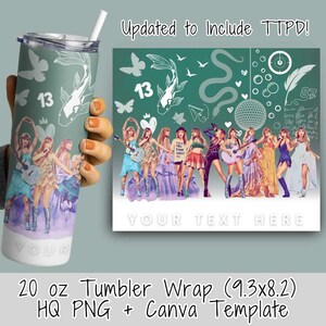 Eras PNG Skinny Tumbler Design for Sublimation 20oz Tumbler Wrap Eras Tour Outfit PNG Taylor Tumbler Wrap Canva Template Custom Text GREEN