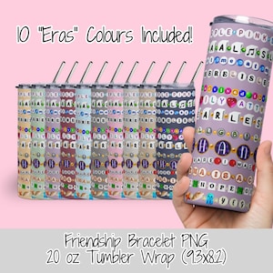 Freundschaft Armband Eras Tour Becher Wrap Bundle PNG 20 Unzen Skinny Tumbler PNG Sublimationsdesigns für Becher 10er Pack Taylor Eras Tour PNG