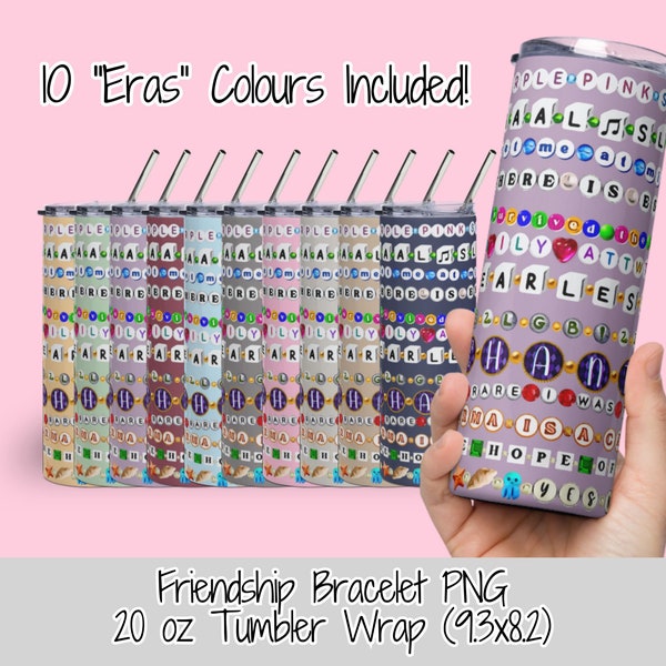 Friendship Bracelet Eras Tour Tumbler Wrap Bundle PNG 20oz Skinny Tumbler PNG sublimation designs for tumblers 10 pack Taylor Eras Tour PNG