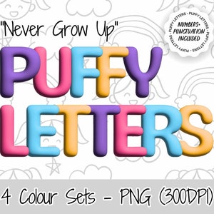 3d Puffy Letters digitally downloadable PNG alphabet font bundle sublimation DTF Designs for shirt png commercial use 3dletters  alpha bet