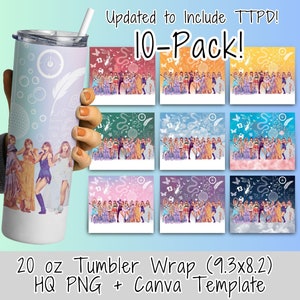 Eras PNG Bundle 20oz Skinny Tumbler Wrap for Sublimation Tumbler design erastour Outfits Tumbler Wrap & eras Canva Taylor Fan Gift Template