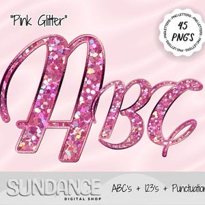 Pink Glitter PNG Buchstaben digital herunterladbare PNG Alphabet Schrift Bundle Sublimation DTF Designs für Shirt PNG kommerzielle Verwendung kursiver Schriftart