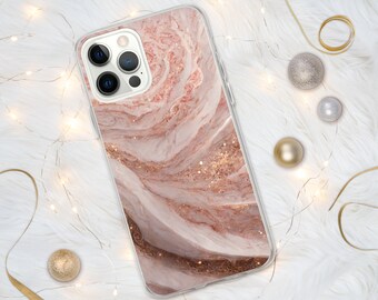 Rose Gold Marble Iphone Case Etsy
