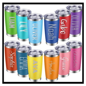 Vasos grabados personalizables de 20 onzas, regalo personalizado de 20 onzas para bodas, regalo para el Día de la Madre, regalo para él, regalo para ella, acero inoxidable