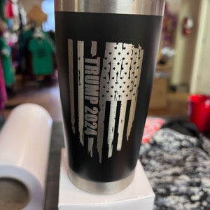 Trump 2024 Flag Tumbler Donald trump 20 oz tumbler 20 ounce president trump American flag etched tumbler