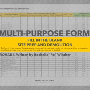 Site Prep & Demolition Construction Form Template - Fill In The Blank